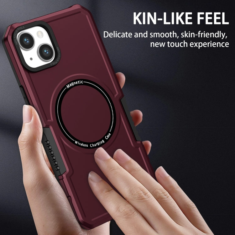 For iPhone 15 Shockproof Armor MagSafe Phone Case(Wine Red) - iPhone 15 Cases by buy2fix | Online Shopping UK | buy2fix