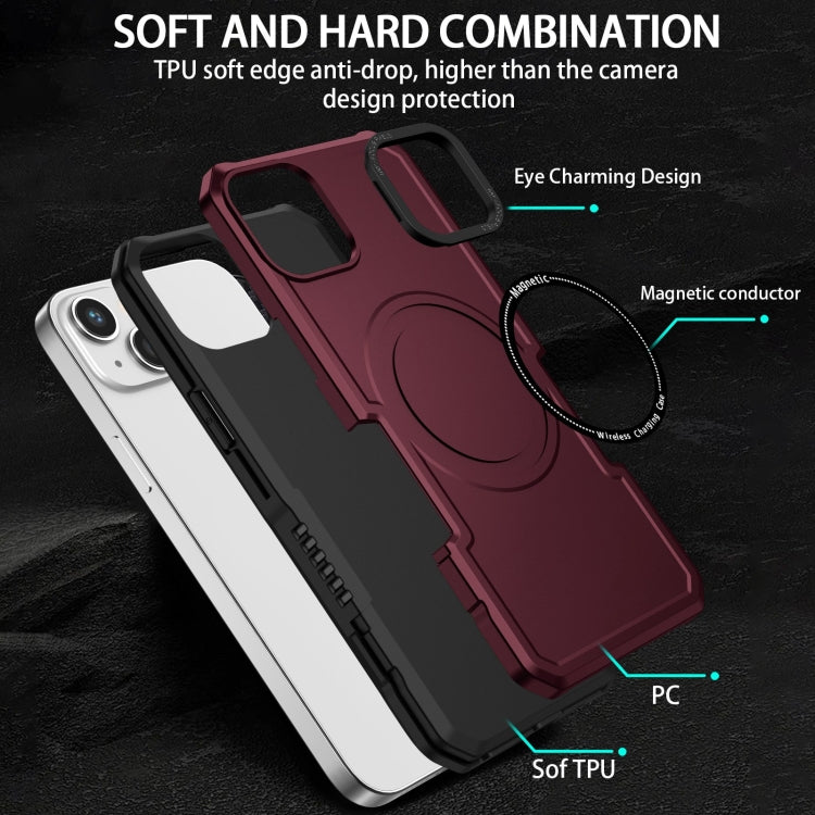 For iPhone 15 Shockproof Armor MagSafe Phone Case(Wine Red) - iPhone 15 Cases by buy2fix | Online Shopping UK | buy2fix