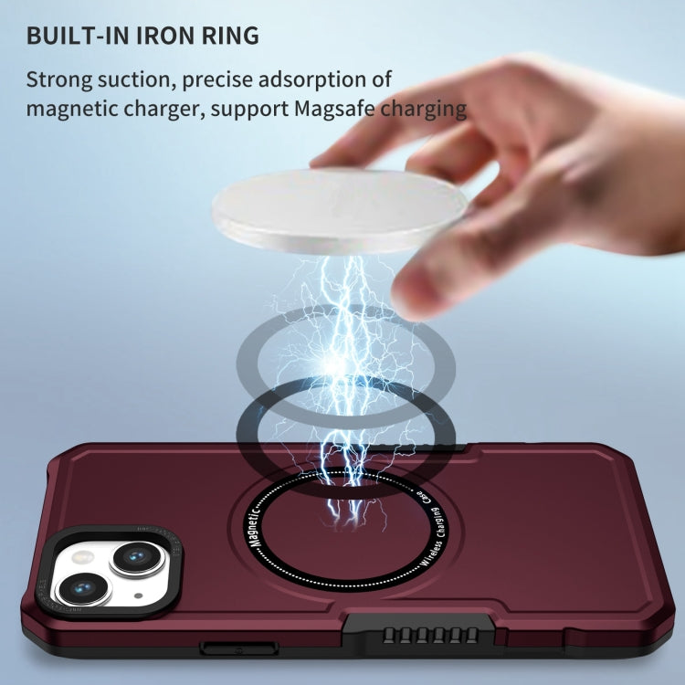 For iPhone 15 Shockproof Armor MagSafe Phone Case(Wine Red) - iPhone 15 Cases by buy2fix | Online Shopping UK | buy2fix