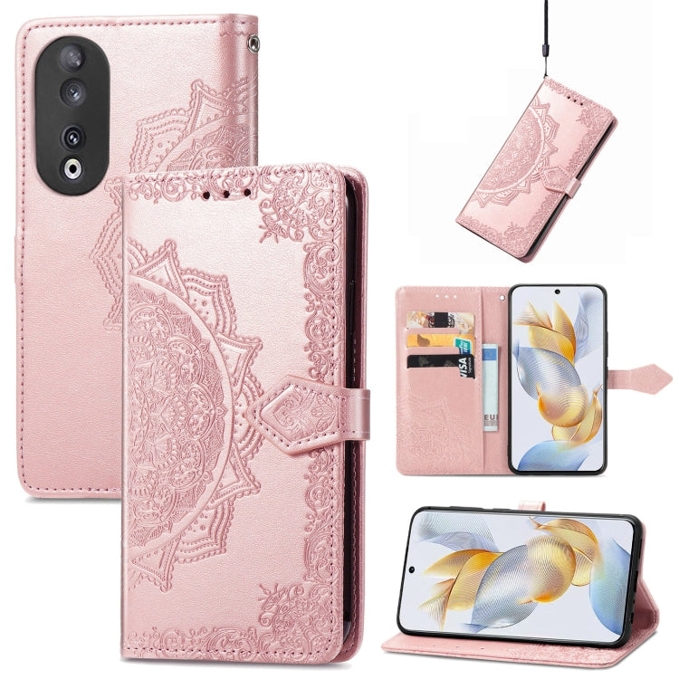 For Honor 90 5G Mandala Flower Embossed Leather Phone Case(Rose Gold) - Honor Cases by buy2fix | Online Shopping UK | buy2fix