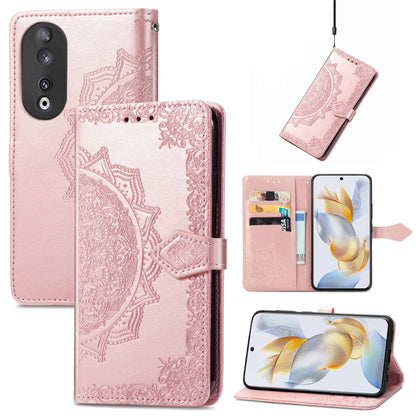 For Honor 90 5G Mandala Flower Embossed Leather Phone Case(Rose Gold) - Honor Cases by buy2fix | Online Shopping UK | buy2fix