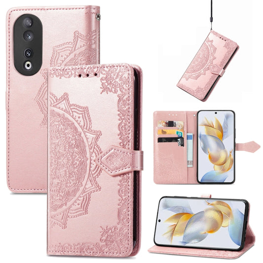 For Honor 90 5G Mandala Flower Embossed Leather Phone Case(Rose Gold) - Honor Cases by buy2fix | Online Shopping UK | buy2fix