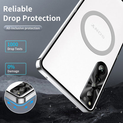 For Sony Xperia 1 IV Frosted Metal MagSafe Magnetic Phone Case(Silver) - Sony Cases by buy2fix | Online Shopping UK | buy2fix