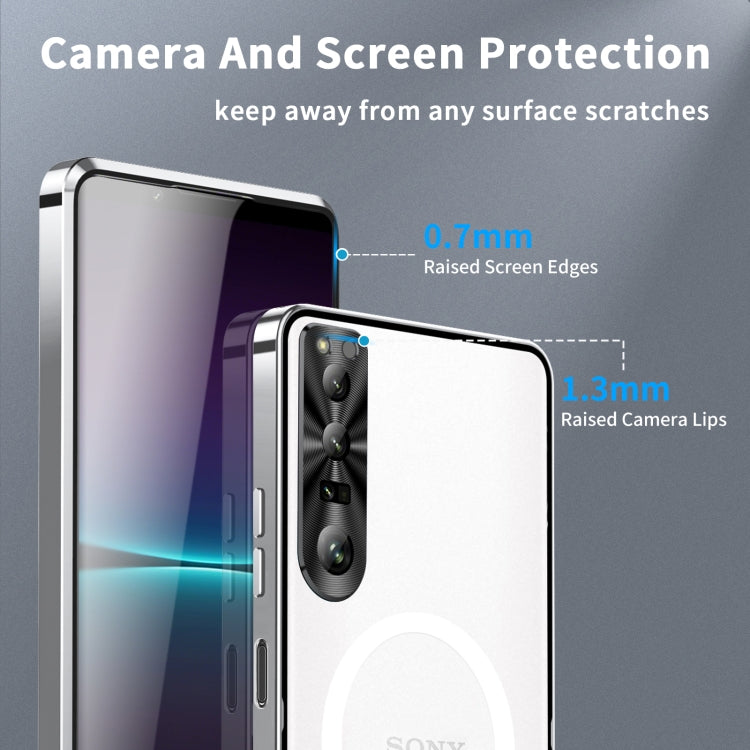 For Sony Xperia 1 IV Frosted Metal MagSafe Magnetic Phone Case(Silver) - Sony Cases by buy2fix | Online Shopping UK | buy2fix