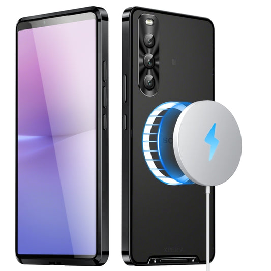 For Sony Xperia 10 IV Frosted Metal MagSafe Magnetic Phone Case(Black) - Sony Cases by buy2fix | Online Shopping UK | buy2fix