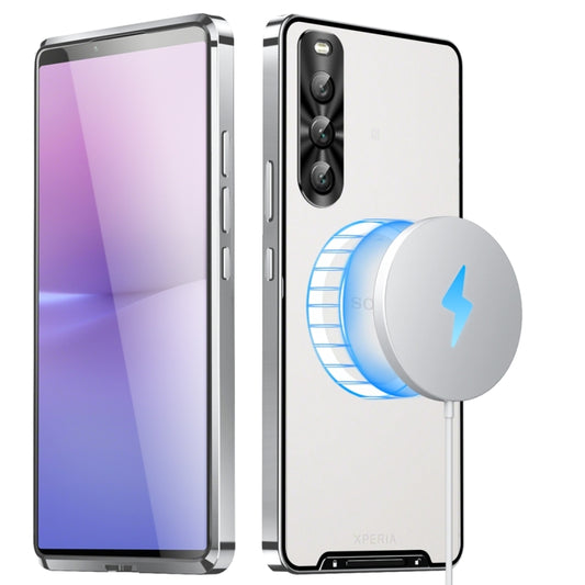 For Sony Xperia 10 IV Frosted Metal MagSafe Magnetic Phone Case(Silver) - Sony Cases by buy2fix | Online Shopping UK | buy2fix