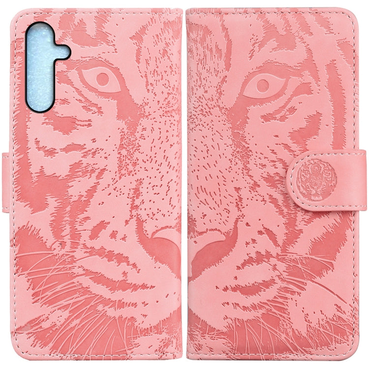 For Samsung Galaxy A25 5G Tiger Embossing Pattern Flip Leather Phone Case(Pink) by buy2fix