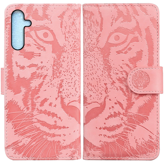 For Samsung Galaxy A25 5G Tiger Embossing Pattern Flip Leather Phone Case(Pink) by buy2fix