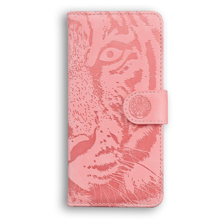For Samsung Galaxy A25 5G Tiger Embossing Pattern Flip Leather Phone Case(Pink) by buy2fix