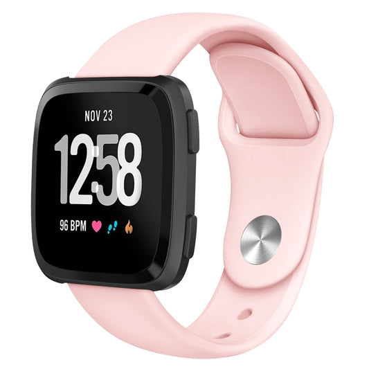For Fitbit Versa 2 / Fitbit Versa / Fitbit Versa Lite Solid Color Silicone Watch Band, Size:S(Pink) - Watch Bands by buy2fix | Online Shopping UK | buy2fix