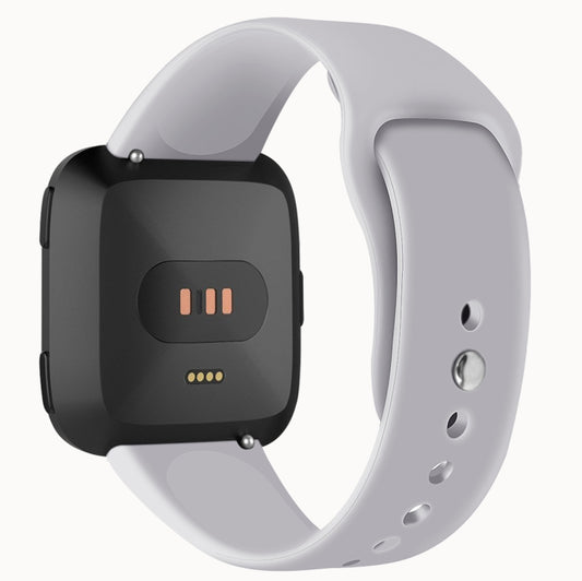 For Fitbit Versa 2 / Fitbit Versa / Fitbit Versa Lite Solid Color Silicone Watch Band, Size:S(Grey) - Watch Bands by buy2fix | Online Shopping UK | buy2fix