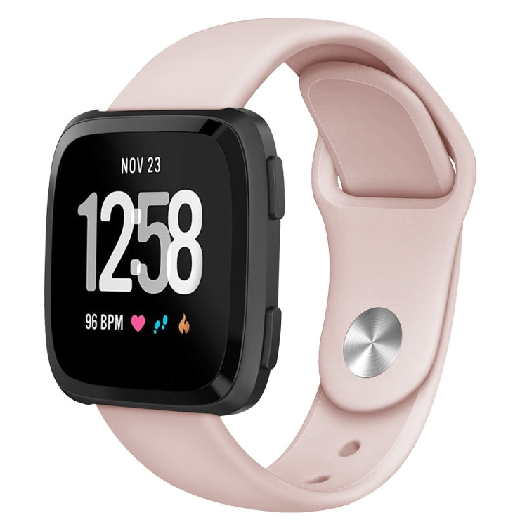 For Fitbit Versa 2 / Fitbit Versa / Fitbit Versa Lite Solid Color Silicone Watch Band, Size:S(Sand Pink) - Watch Bands by buy2fix | Online Shopping UK | buy2fix