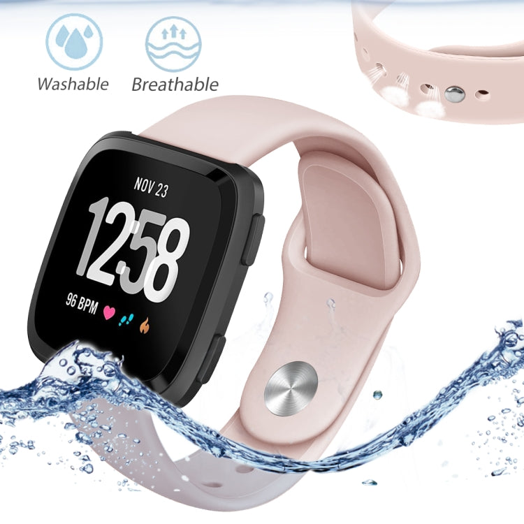 For Fitbit Versa 2 / Fitbit Versa / Fitbit Versa Lite Solid Color Silicone Watch Band, Size:S(Sand Pink) - Watch Bands by buy2fix | Online Shopping UK | buy2fix