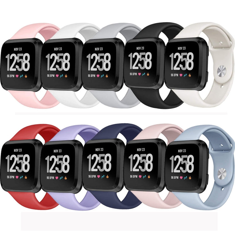 For Fitbit Versa 2 / Fitbit Versa / Fitbit Versa Lite Solid Color Silicone Watch Band, Size:S(Apricot) - Watch Bands by buy2fix | Online Shopping UK | buy2fix