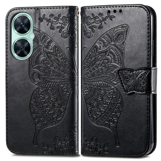 For Huawei nova 11i / Enjoy 60 Pro Butterfly Love Flower Embossed Flip Leather Phone Case(Black) - Huawei Cases by buy2fix | Online Shopping UK | buy2fix
