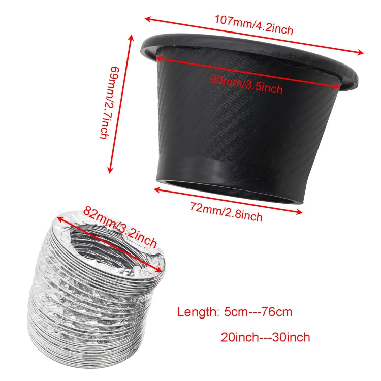 XH-UN099 Carbon Fiber Car Front Bumper Turbo Air Intake Inlet Pipe Air Funnel Kit(Round) - Air Intake System by buy2fix | Online Shopping UK | buy2fix