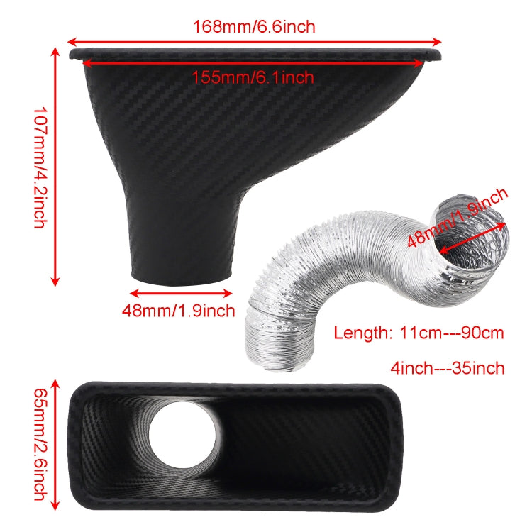 XH-UN099 Carbon Fiber Car Front Bumper Turbo Air Intake Inlet Pipe Air Funnel Kit(Square) - Air Intake System by buy2fix | Online Shopping UK | buy2fix