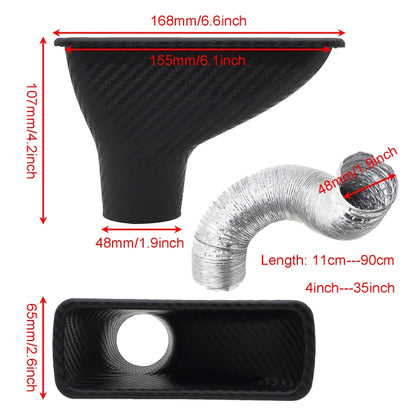 XH-UN099 Carbon Fiber Car Front Bumper Turbo Air Intake Inlet Pipe Air Funnel Kit(Square) - Air Intake System by buy2fix | Online Shopping UK | buy2fix