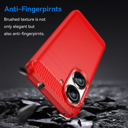 For Asus Zenfone 10 Brushed Texture Carbon Fiber TPU Case(Red) by buy2fix