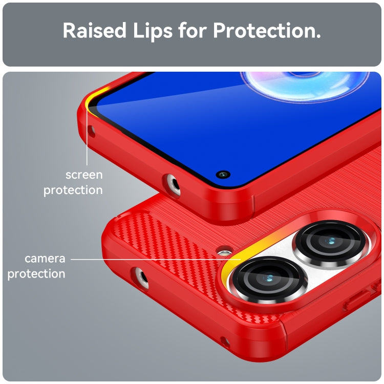 For Asus Zenfone 10 Brushed Texture Carbon Fiber TPU Case(Red) by buy2fix