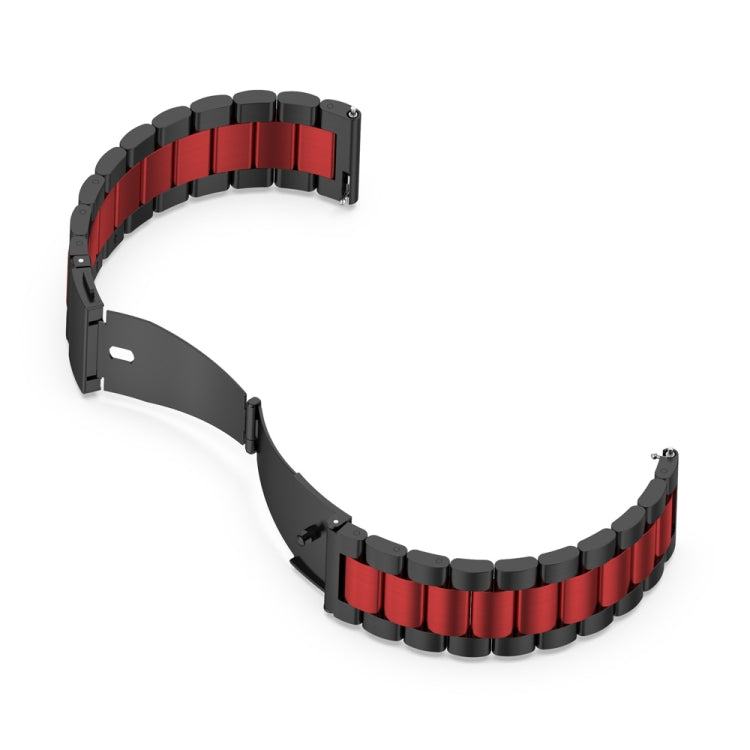 For Huawei Watch 4 / 4 Pro Three Bead Stainless Steel Watch Band(Black Red) by buy2fix