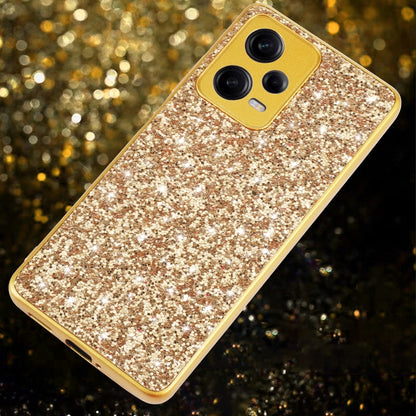 For Xiaomi Redmi Note 12 Pro 5G Global Glitter Powder Shockproof TPU Phone Case(Gold) by buy2fix