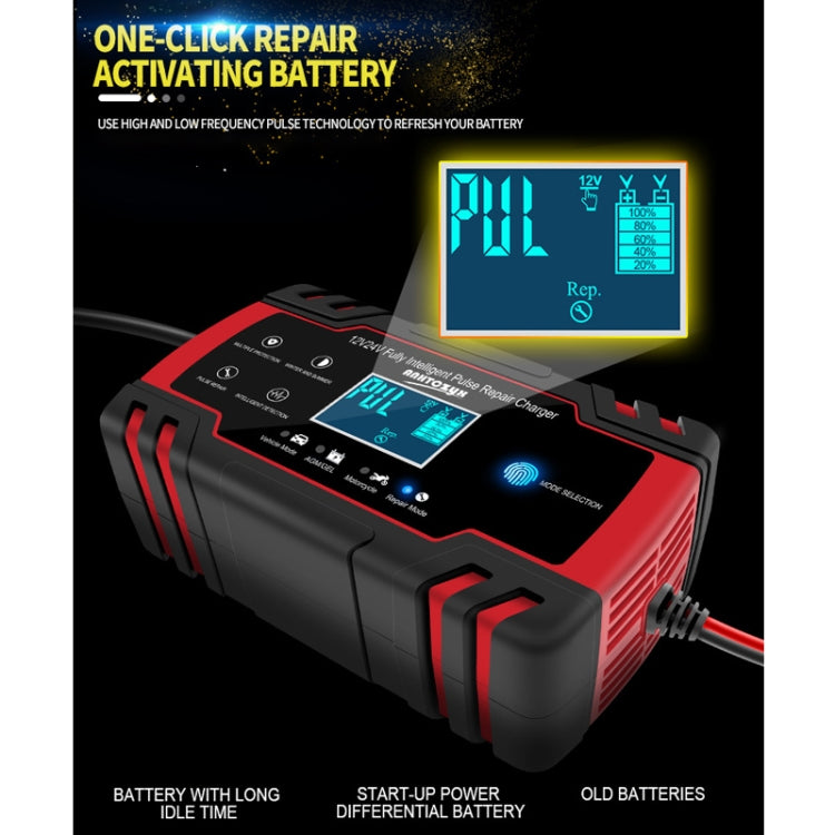 ANHTCzyx 12V 8A  / 24V 4A Automobile Battery Charger Motorcycle Battery Repair Type AGM(US Plug) - Battery Charger by buy2fix | Online Shopping UK | buy2fix