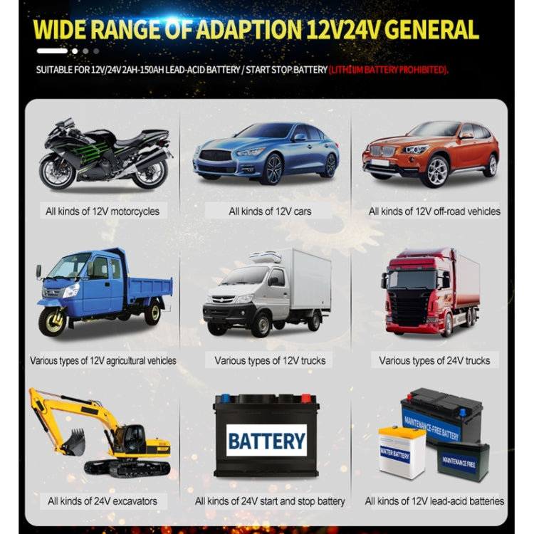 ANHTCzyx 12V 8A  / 24V 4A Automobile Battery Charger Motorcycle Battery Repair Type AGM(EU Plug) - Battery Charger by buy2fix | Online Shopping UK | buy2fix