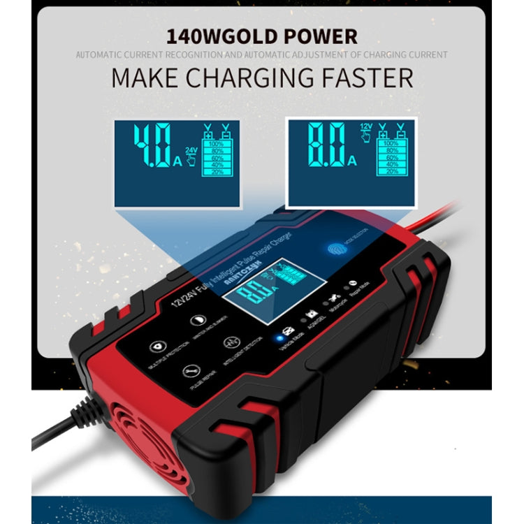 ANHTCzyx 12V 8A  / 24V 4A Automobile Battery Charger Motorcycle Battery Repair Type AGM(EU Plug) - Battery Charger by buy2fix | Online Shopping UK | buy2fix