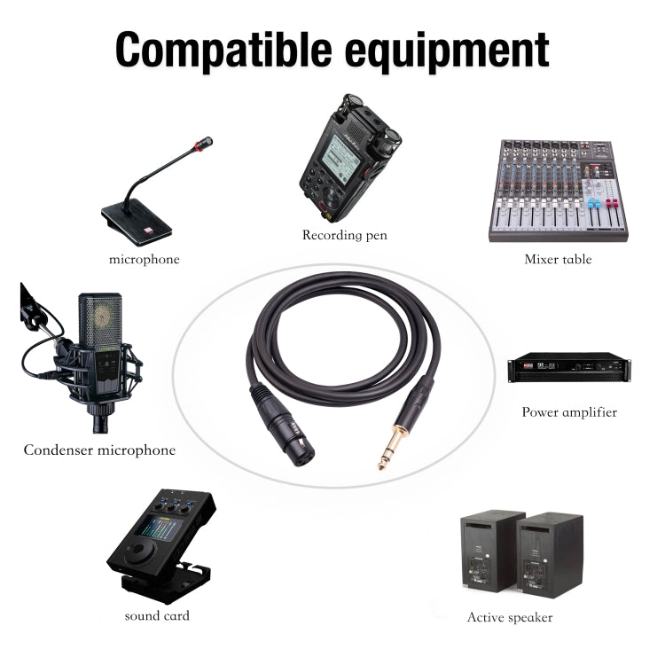 6.35mm 1/4 TRS Male to XLR 3pin Female Microphone Cable, Length:3m - Microphone Audio Cable & Connector by buy2fix | Online Shopping UK | buy2fix