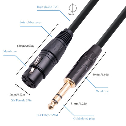 6.35mm 1/4 TRS Male to XLR 3pin Female Microphone Cable, Length:3m - Microphone Audio Cable & Connector by buy2fix | Online Shopping UK | buy2fix