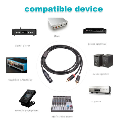 RCA20 XLR Female to Dual RCA Y-Splitter Audio Cable, Length:1m - Microphone Audio Cable & Connector by buy2fix | Online Shopping UK | buy2fix