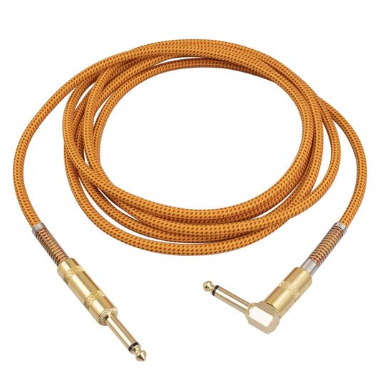 TC048GFY Gold-plating 6.35mm Male Straight to Elbow Audio Cable for Electric Guitar Drum, Length: 3m - Microphone Audio Cable & Connector by buy2fix | Online Shopping UK | buy2fix