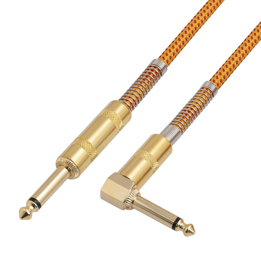 TC048GFY Gold-plating 6.35mm Male Straight to Elbow Audio Cable for Electric Guitar Drum, Length: 3m - Microphone Audio Cable & Connector by buy2fix | Online Shopping UK | buy2fix