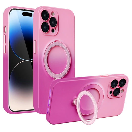 For iPhone 14 Pro Max Gradient TPU MagSafe Holder Phone Case(Pink Red) - iPhone 14 Pro Max Cases by buy2fix | Online Shopping UK | buy2fix