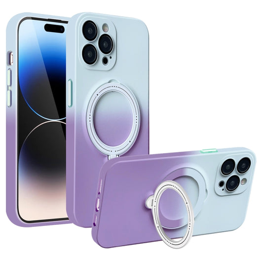 For iPhone 14 Pro Max Gradient TPU MagSafe Holder Phone Case(Gray Purple) - iPhone 14 Pro Max Cases by buy2fix | Online Shopping UK | buy2fix