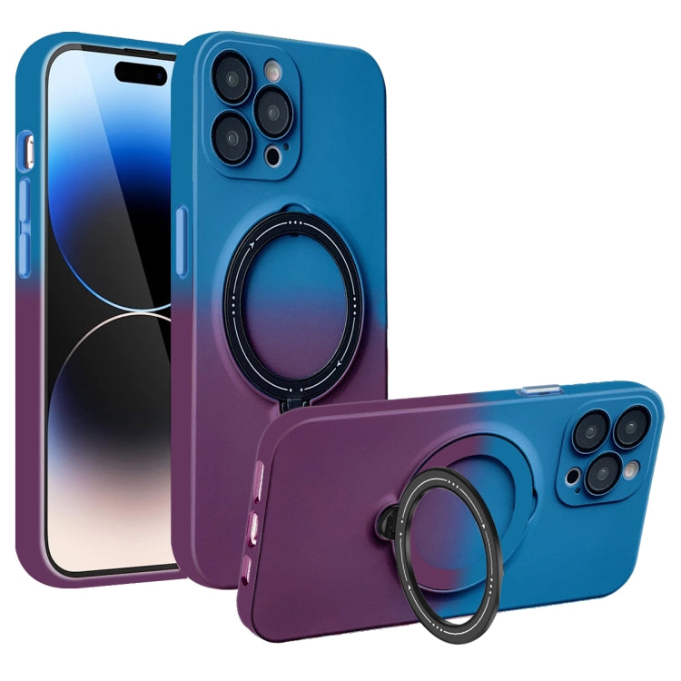 For iPhone 14 Pro Max Gradient TPU MagSafe Holder Phone Case(Blue Purple) - iPhone 14 Pro Max Cases by buy2fix | Online Shopping UK | buy2fix