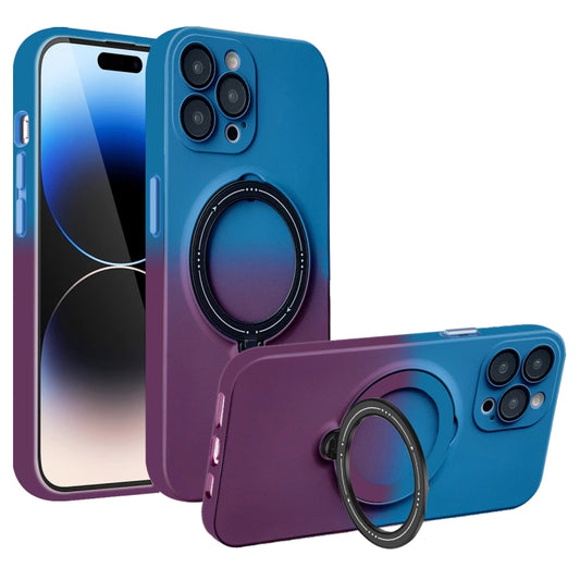 For iPhone 14 Pro Max Gradient TPU MagSafe Holder Phone Case(Blue Purple) - iPhone 14 Pro Max Cases by buy2fix | Online Shopping UK | buy2fix