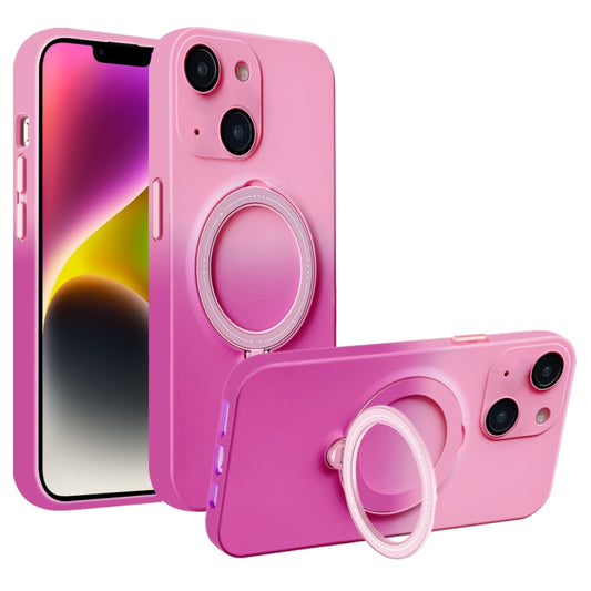 For iPhone 14 Gradient TPU MagSafe Holder Phone Case(Pink Red) - iPhone 14 Cases by buy2fix | Online Shopping UK | buy2fix