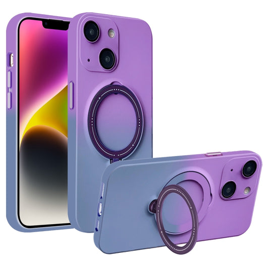 For iPhone 14 Gradient TPU MagSafe Holder Phone Case(Deep Purple Gray) - iPhone 14 Cases by buy2fix | Online Shopping UK | buy2fix