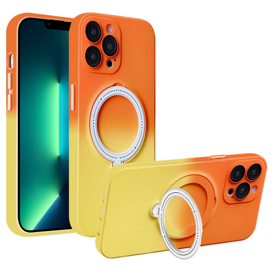 For iPhone 13 Pro Gradient TPU MagSafe Holder Phone Case(Orange Yellow) - iPhone 13 Pro Cases by buy2fix | Online Shopping UK | buy2fix
