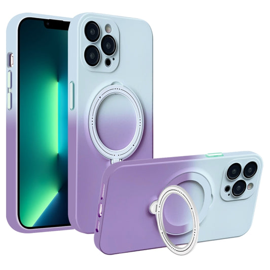 For iPhone 13 Pro Gradient TPU MagSafe Holder Phone Case(Gray Purple) - iPhone 13 Pro Cases by buy2fix | Online Shopping UK | buy2fix