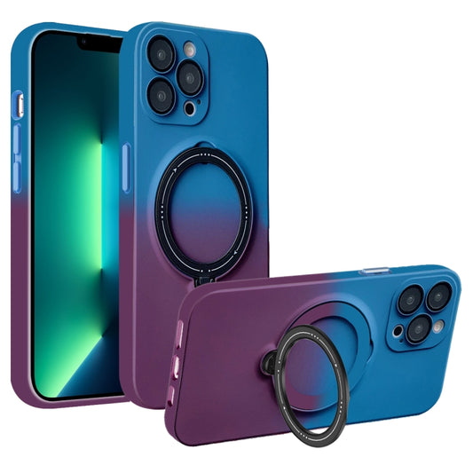 For iPhone 13 Pro Gradient TPU MagSafe Holder Phone Case(Blue Purple) - iPhone 13 Pro Cases by buy2fix | Online Shopping UK | buy2fix