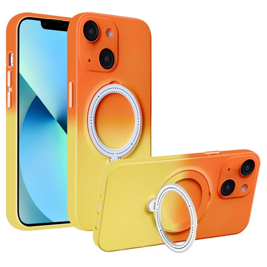 For iPhone 13 Gradient TPU MagSafe Holder Phone Case(Orange Yellow) - iPhone 13 Cases by buy2fix | Online Shopping UK | buy2fix