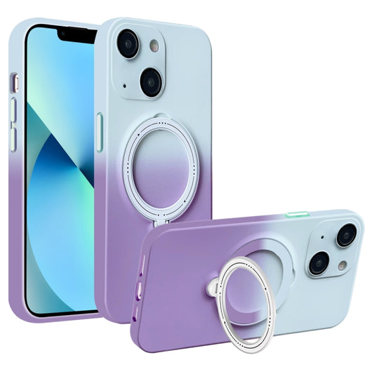 For iPhone 13 Gradient TPU MagSafe Holder Phone Case(Gray Purple) - iPhone 13 Cases by buy2fix | Online Shopping UK | buy2fix
