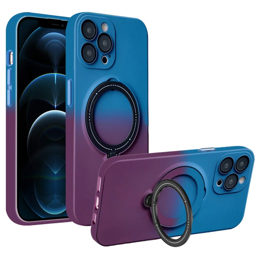 For iPhone 12 Pro Max Gradient TPU MagSafe Holder Phone Case(Blue Purple) - iPhone 12 Pro Max Cases by buy2fix | Online Shopping UK | buy2fix