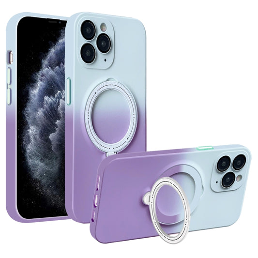 For iPhone 11 Pro Max Gradient TPU MagSafe Holder Phone Case(Gray Purple) - iPhone 11 Pro Max Cases by buy2fix | Online Shopping UK | buy2fix