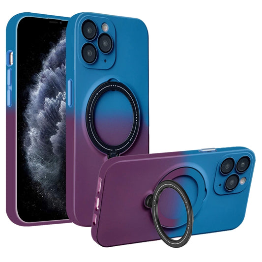 For iPhone 11 Pro Max Gradient TPU MagSafe Holder Phone Case(Blue Purple) - iPhone 11 Pro Max Cases by buy2fix | Online Shopping UK | buy2fix