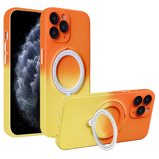 For iPhone 11 Pro Gradient TPU MagSafe Holder Phone Case(Orange Yellow) - iPhone 11 Pro Cases by buy2fix | Online Shopping UK | buy2fix