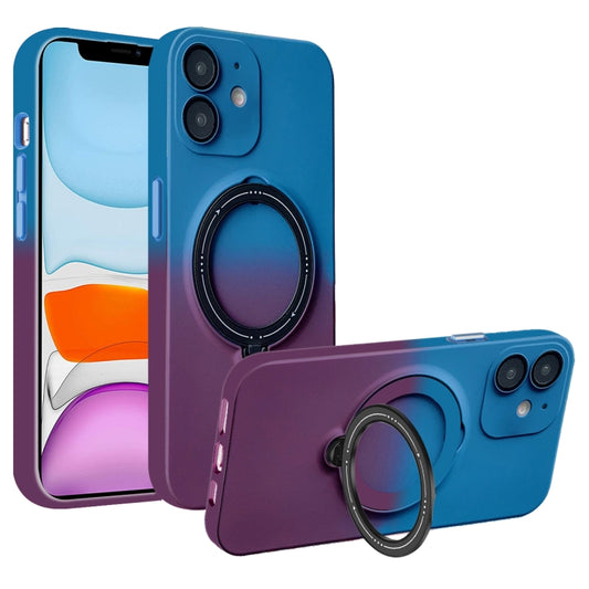 For iPhone 11 Gradient TPU MagSafe Holder Phone Case(Blue Purple) - iPhone 11 Cases by buy2fix | Online Shopping UK | buy2fix